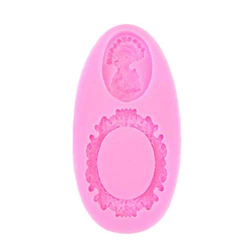 Angoter Ovalada y camafeo Oval del capítulo Pasta de azúcar del Marco del Molde de Silicona Miniatura Herramientas Espejo azúcar Torta de la Pasta de decoración para Hornear de Silicona