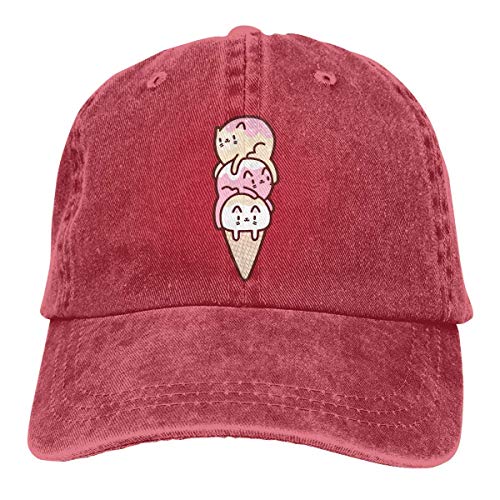 ANIDOG Helado Gatos Unisex Lavado Ajustable Moda Vaquero Sombrero Denim Gorras de béisbol Multicolor