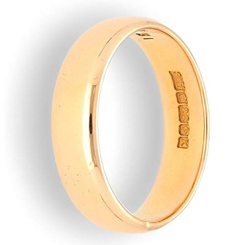 Anillo de oro amarillo de 22 quilates con forma de D (tamaño J) de 4 mm de ancho con diseño de Birmingham c. 1959