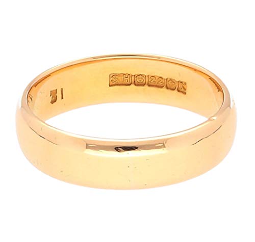 Anillo de oro amarillo de 22 quilates con forma de D (tamaño J) de 4 mm de ancho con diseño de Birmingham c. 1959