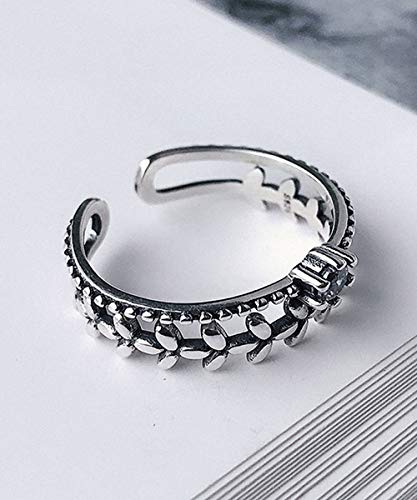Anillo Lotus Fun S925 de plata de ley con ramas de mimbre y circonitas, anillo de cola, anillo ajustable y abierto, joya de temperamento para mujeres y niñas