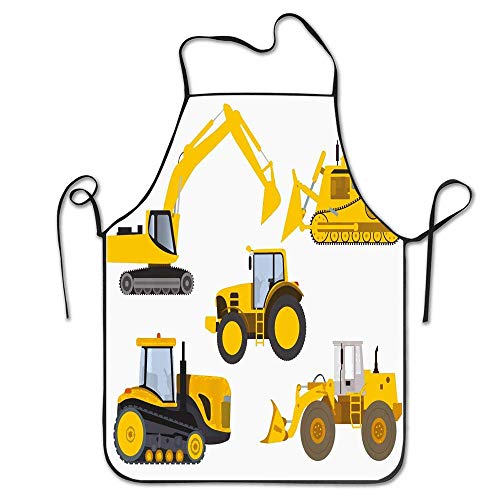 Animación de cintura Inspirado Maquinaria pesada Dibujo Construcción Dibujos animados Bulldozer Delantal de impresión Delantal de babero casero para mujeres Hombres Niña Niños Regalos Decoración de co