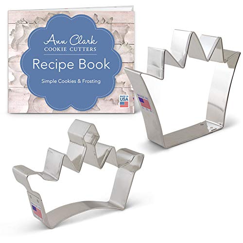 Ann Clark Cookie Cutters Juego de 2 cortadores de galletas corona con libro de recetas, corona y corona de princesa