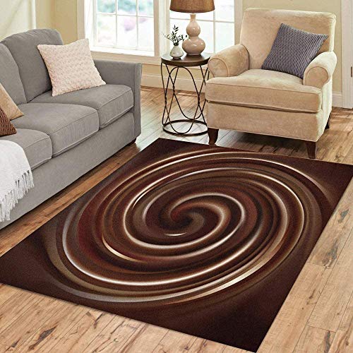 Anna-Shop Alfombra de área Pudín marrón de Espiral de Chocolate Espiral Redondo Oscuro Decoración para el hogar Alfombra de Piso Alfombra de 84 x 60 Pulgadas