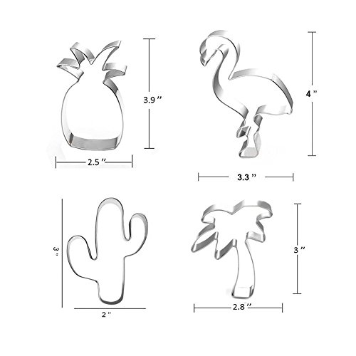 Anokay 5 pcs Molde Cortadores Flamencos para Frutas y Galleta de Acero Inoxidable Infantil para Decoración DIY - Cortapasta Fondant Metálica para Verdura Vegetales Repostería