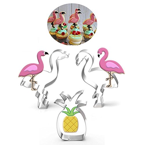 Anokay 5 pcs Molde Cortadores Flamencos para Frutas y Galleta de Acero Inoxidable Infantil para Decoración DIY - Cortapasta Fondant Metálica para Verdura Vegetales Repostería