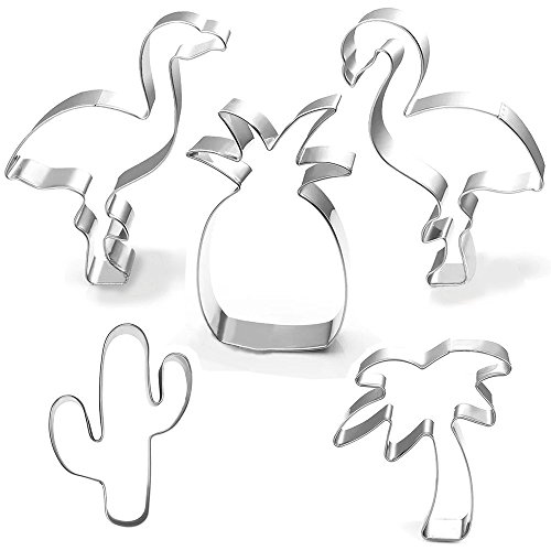 Anokay 5 pcs Molde Cortadores Flamencos para Frutas y Galleta de Acero Inoxidable Infantil para Decoración DIY - Cortapasta Fondant Metálica para Verdura Vegetales Repostería