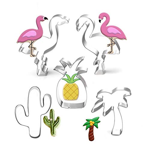 Anokay 5 pcs Molde Cortadores Flamencos para Frutas y Galleta de Acero Inoxidable Infantil para Decoración DIY - Cortapasta Fondant Metálica para Verdura Vegetales Repostería