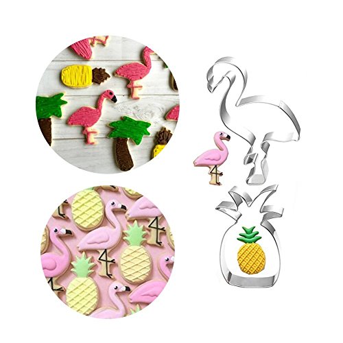 Anokay 5 pcs Molde Cortadores Flamencos para Frutas y Galleta de Acero Inoxidable Infantil para Decoración DIY - Cortapasta Fondant Metálica para Verdura Vegetales Repostería