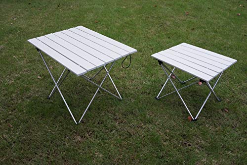 ANPI Mesa de camping plegable al aire libre de aluminio, Mesa de picnic portátil compacta y ligera para acampar, Senderismo, Viajes, Pesca, Playa, Barbacoa (S (39.5x35x32cm))