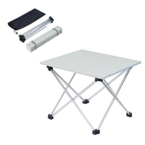 ANPI Mesa de camping plegable al aire libre de aluminio, Mesa de picnic portátil compacta y ligera para acampar, Senderismo, Viajes, Pesca, Playa, Barbacoa (S (39.5x35x32cm))