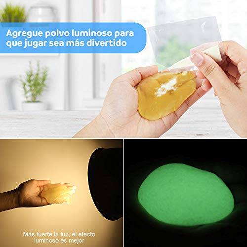 Anpro 16 Colores DIY Slime Kit,46 Accesorios,Kit Manualidades para Adultos y Niños, Manualidades de Bricolaje con Polvo Luminoso, Lentejuelas, Bolas de Espuma, Arcilla de Cristal Estirable