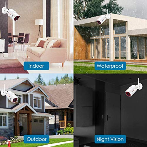 ANRAN Kit de Cámaras Seguridad WiFi Vigilancia Inalámbrica Sistema 4CH 1080P con 4Pcs Cámaras de videovigilancia 2MP, Interior y Exterior,IP66 Impermeable,Detección de Movimiento,1TB