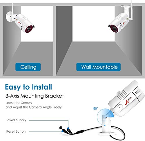 ANRAN Kit de Cámaras Seguridad WiFi Vigilancia Inalámbrica Sistema 4CH 1080P con 4Pcs Cámaras de videovigilancia 2MP, Interior y Exterior,IP66 Impermeable,Detección de Movimiento,1TB