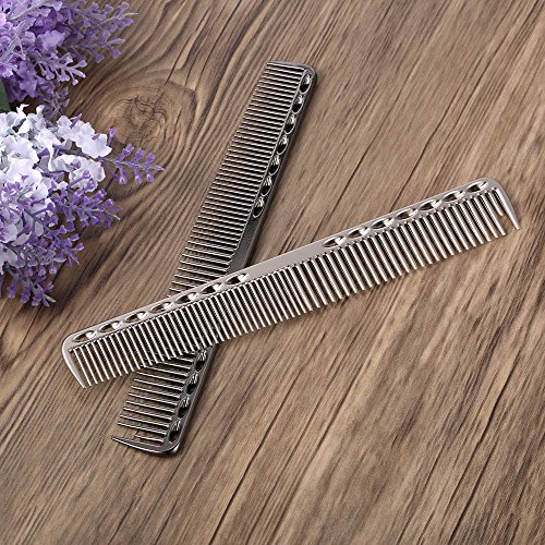 Anself - 2 en 1 Peine de Cabello Fino/Ancho para Peluquería Profesional, Acero Inoxidable