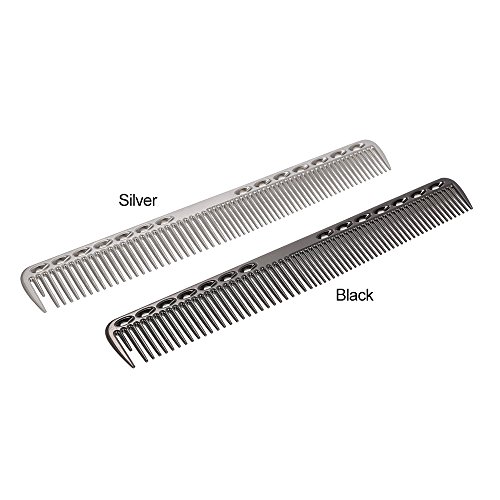 Anself - 2 en 1 Peine de Cabello Fino/Ancho para Peluquería Profesional, Acero Inoxidable