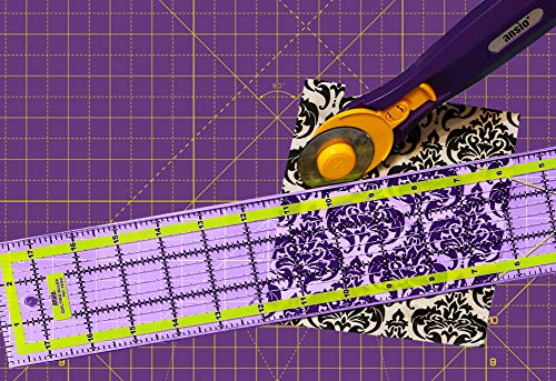 ANSIO Base de corte A3 doble cara auto curación 5 capas para Costura y Manualidades - Imperial/métrica 17 pulgadas x 11 pulgadas / 42 cm x 27 cm - Púrpura Real/Rosa Clavel