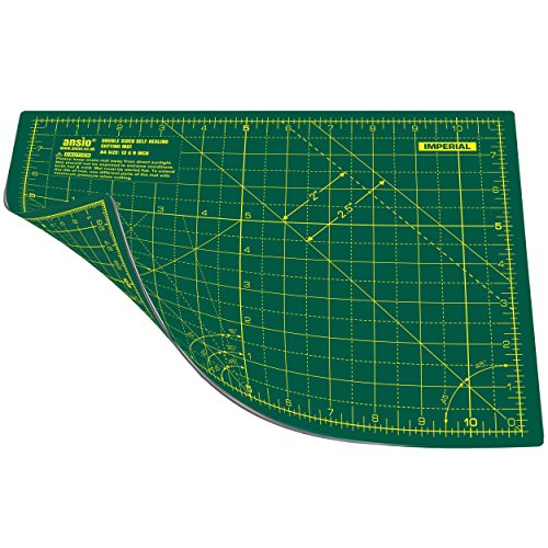 ANSIO Base de corte A4 doble cara auto curación 5 capas para Costura y Manualidades - Alfombrilla de Corte Profesional - Imperial/métrica 11 pulgadas x 8 pulgadas / 29cm x 21cm - Verde/Verde