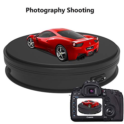 ANSTEN Plataforma Profesional Giratorio de 360 Grados, diámetro de cm. Plato Giratorio giratoria Eléctrico Blanco SE Puede Utilizar como Base para Hacer Fotos, Video y Pasteles – Negro