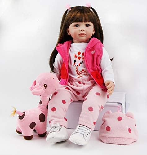 antboat 24 Pulgadas 60 cm Muñecas Reborn Bebé Niña Silicona Blanda Vinilo Hecho a Mano Juguetes para Recién Nacidos Boca Magnética Bebe Reborn Dolls