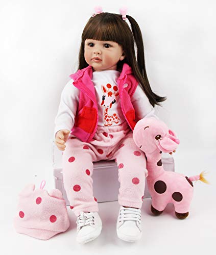 antboat 24 Pulgadas 60 cm Muñecas Reborn Bebé Niña Silicona Blanda Vinilo Hecho a Mano Juguetes para Recién Nacidos Boca Magnética Bebe Reborn Dolls