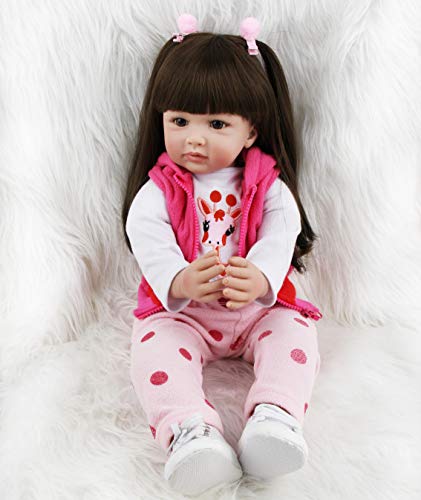antboat 24 Pulgadas 60 cm Muñecas Reborn Bebé Niña Silicona Blanda Vinilo Hecho a Mano Juguetes para Recién Nacidos Boca Magnética Bebe Reborn Dolls