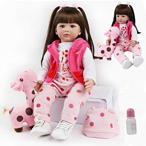 antboat 24 Pulgadas 60 cm Muñecas Reborn Bebé Niña Silicona Blanda Vinilo Hecho a Mano Juguetes para Recién Nacidos Boca Magnética Bebe Reborn Dolls