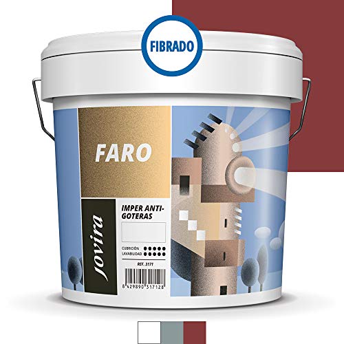 ANTIGOTERAS ELASTICA FIBRADO, Pintura elastica con fibra para terrazas, evita filtraciones en todo tipo de cubiertas y terrazas. (20 KG, ROJO)