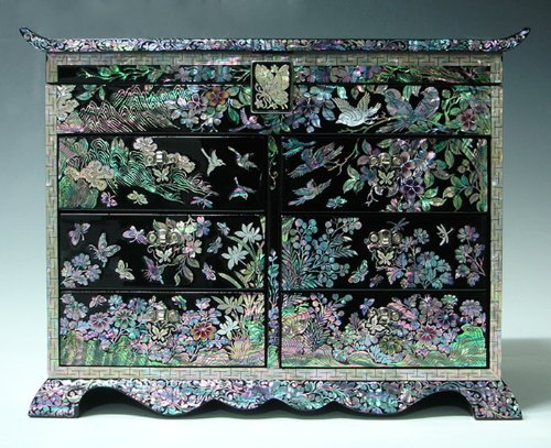 Antique Alive Jewellery Box Madre de Perla Niña asiático Laca Negro de Madera Joyas Anillo Joya Regalo Recuerdo Joyero Tesoro cajón Caja Pecho Funda Soporte Organizador con Flor y pájaro