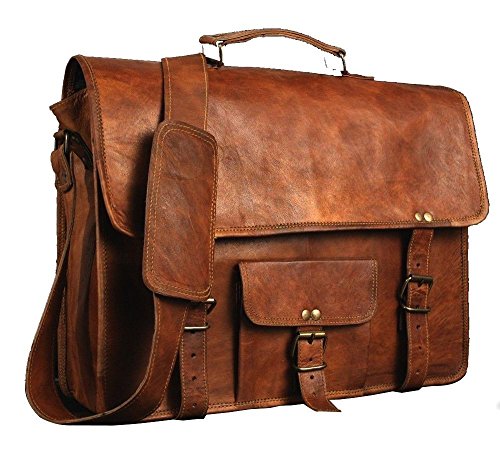 ANUENT Vintage maletín de Cuero de Cuero Suave Mensajero Satchel portátil (15 Pulgadas)
