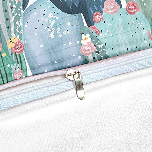 Anwind Juego de Funda nórdica Cactus Flores Flamenco patrón Juego de Funda de edredón y Funda de Almohada Juego de Cama (Style 7#, Cama 105-180x220cm)