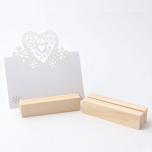 Anyasen 10 piezas Soportes de Madera Portatarjetas Soportes Nombre Número Soporte Fotos Soportes Tarjetas de Fotos, con 10 piezas Tarjeta de Papel, para Fiestas Celebraciones Decoración Boda