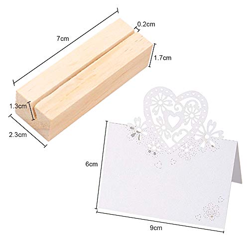 Anyasen 10 piezas Soportes de Madera Portatarjetas Soportes Nombre Número Soporte Fotos Soportes Tarjetas de Fotos, con 10 piezas Tarjeta de Papel, para Fiestas Celebraciones Decoración Boda