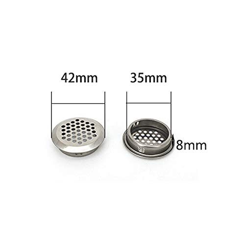 Anyasen 20 pcs Rejilla de ventilación Rejilla ventilacion de acero inoxidable Rejilla Redonda modelo de ventilación cubrir Rejilla de Aire con Malla Agujero para armario de cocina (35mm)