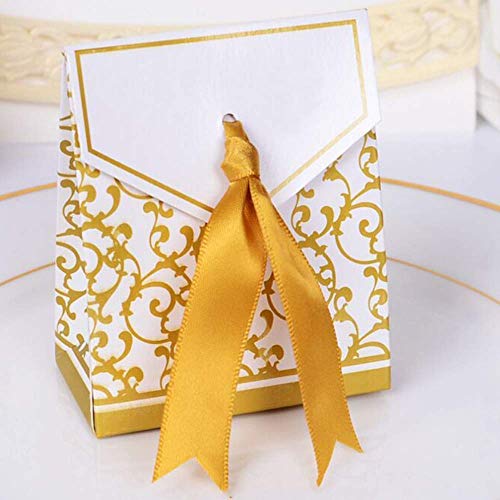 Anyasen 50 piezas cajitas regalo favores cajas regalo bombones para los favores los dulces caramelos bombones confeti los regalos joyería para fiesta bienvenida bebé boda comunión navidad(Dorado)