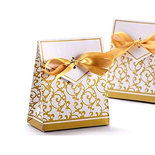 Anyasen 50 piezas cajitas regalo favores cajas regalo bombones para los favores los dulces caramelos bombones confeti los regalos joyería para fiesta bienvenida bebé boda comunión navidad(Dorado)