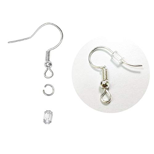 Anyasen nganches para pendientes kit 600pcs ganchos para pendientes de acero Chapados Plata Pendientes Ganchos con Tapones de Goma de Pendiente y Postes de Pendientes de Acero Inoxidable