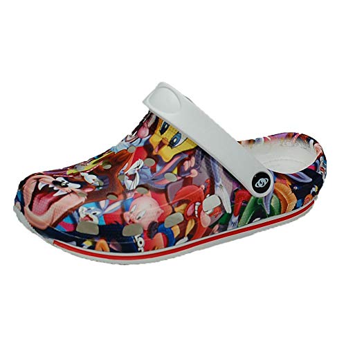 Anyovi. Zueco Sanitario Divertido Looney Tunes Serigrafiado,Transpirable,Suela Antideslizante, Muy Ligero 240 Gramos par. - Unisex-Adulto Talla: 39 Color: Multicolor