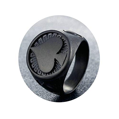 Aooaz Anillos Vintage Naipes Corazon Negro Anillos De Acero Inoxidable Negro Tamaño 22