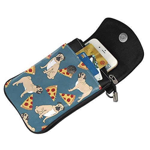 AOOEDM Bolso bandolera para teléfono móvil Pizza Dog Mujer Cuero PU Bolso multicolor con correa ajustable