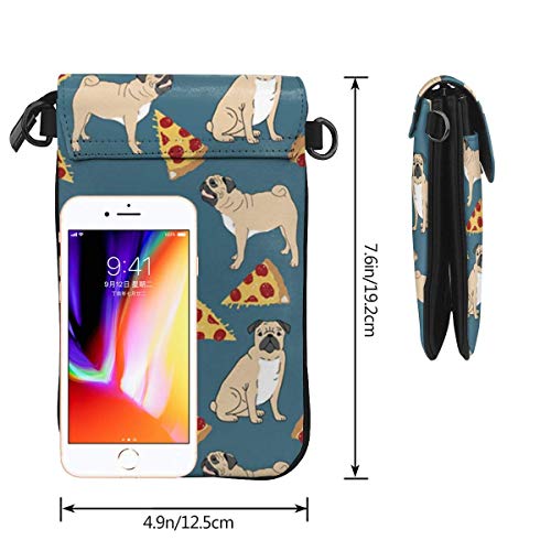 AOOEDM Bolso bandolera para teléfono móvil Pizza Dog Mujer Cuero PU Bolso multicolor con correa ajustable