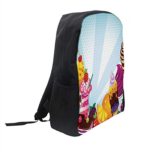AOOEDM Mochila Escolar Elegante con decoración de Helado, menú Delicioso con Imagen Decorativa de sabores de Fresa, Naranja, Cereza y Frambuesa de Chocolate para niños, 11 'L x 5' W x 17 'H
