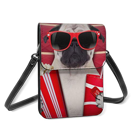 AOOEDM monedero para teléfono móvil, divertido perro para ver películas, palomitas de maíz, cartera para refrescos, bolsos cruzados para mujer, bolso de hombro ligero