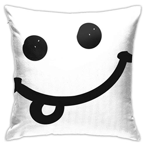 AOOEDM SXboxing Fundas de Almohada Decorativas de 18 x 18 Pulgadas, Fundas de Almohada cuadradas navideñas para sofá, Dormitorio, Coche, Icono de Sonrisa Divertida con Lengua, Estilo Doodle, ilustrac