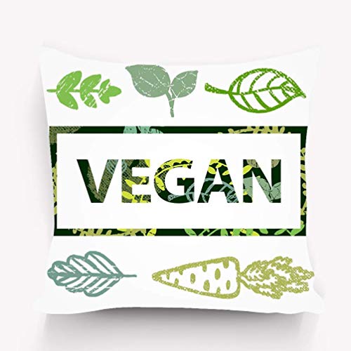 AOOEDM Throw Lumbar Funda de Almohada Funda de cojín Mezcla Funda de Almohada de Lino para sofá Rectángulo 18X18 Estampado Vegano Hojas Iconos