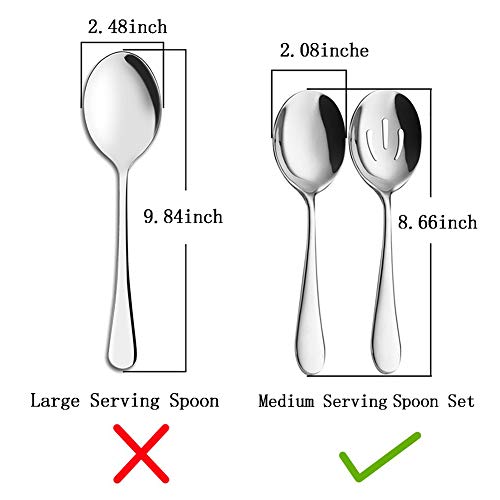 AOOSY Juego de cucharas de Servir 6 PCS Cucharas de Acero Inoxidable Cenas de Cena 10 Pulgadas Buffet Banquete Cubiertos Cocina Restaurante Fundamentos Cuchillo de Plata para Servir Utensilios