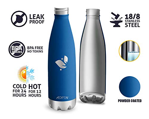 AORIN de Doble Pared con Aislamiento de Botella de Agua de Acero Inoxidable. Proceso de Recubrimiento en Polvo, no es fácil de desprenderse, Resistencia al Rayado, fácil de Limpiar.