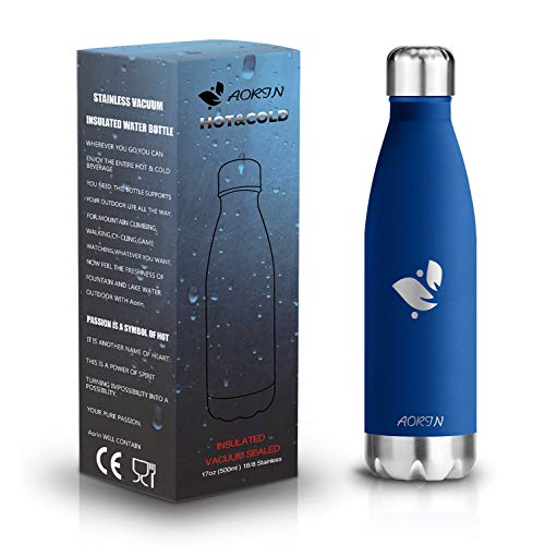 AORIN de Doble Pared con Aislamiento de Botella de Agua de Acero Inoxidable. Proceso de Recubrimiento en Polvo, no es fácil de desprenderse, Resistencia al Rayado, fácil de Limpiar.