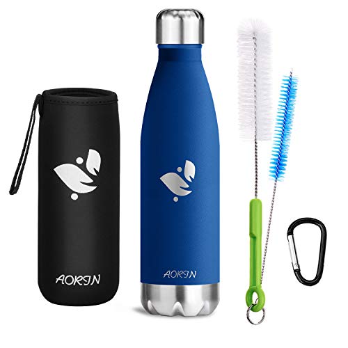AORIN de doble pared con aislamiento de botella de agua de acero inoxidable. Proceso de recubrimiento en polvo, no es fácil de desprenderse, resistencia al rayado, fácil de limpiar. (750ml, Dark Blue)