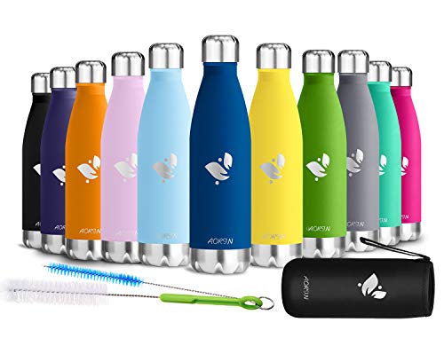 AORIN de doble pared con aislamiento de botella de agua de acero inoxidable. Proceso de recubrimiento en polvo, no es fácil de desprenderse, resistencia al rayado, fácil de limpiar. (750ml, Dark Blue)